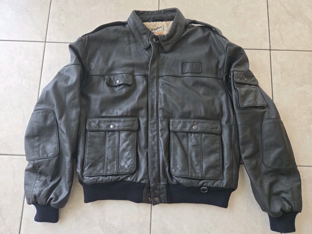VTG Leather Vetter Rex Marsee Barnstormers Aviator Bomber Jacket Lined Sz 2xl